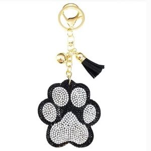 NWT. Bling Rhinestone Cat Paw Dog Paw Purse Charm Keychain!